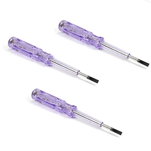 Fielect 3pcs Voltage Tester Voltage Detector Pen Circuit Tester Tool Steel Batch Slotted Test Pencil JRDB-168 AC/DC 100-500V Clear