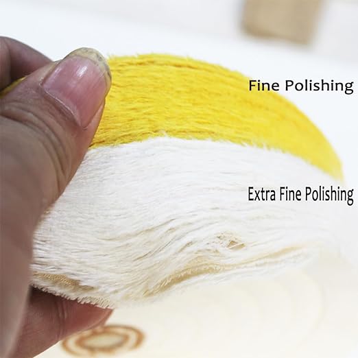 6 Inch Extra Thick Cotton Buffing Wheel, 5/8 Inch Arbor Hole 70 Ply Abrasive Cloth Fine Polishing Wheel for Bench Grinder(White)