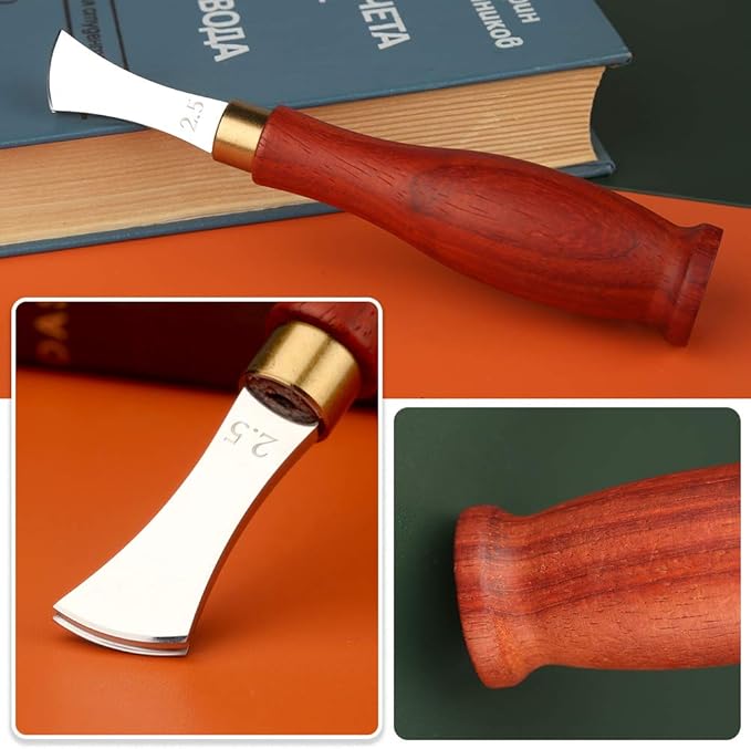 UOOU Leather Edge Creaser,2.5mm Professional Leather Tool,Edge Creaser Stainless Steel Red Wood Handle Tool for Beginners DIY Leather Craft