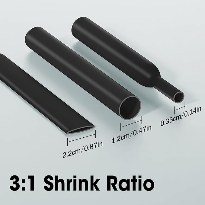 52 Ft Heat Shrink Tubing Roll, 1/2 Inch 3:1 Ratio Adhesive Lined, Waterproof Marine Grade Heat Shrink Tubing, Insulation Sealing Industrial Heat Shrink Tube - Black