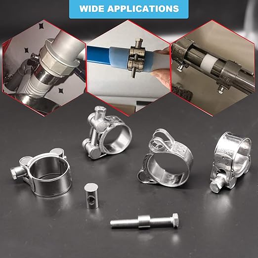 AKIHISA 2 Pack 149-161mm ID Range T-Bolt Hose Clamp,304 Stainless Steel Heavy Duty Pipe Clamp 5.87 to 6.34 Inch