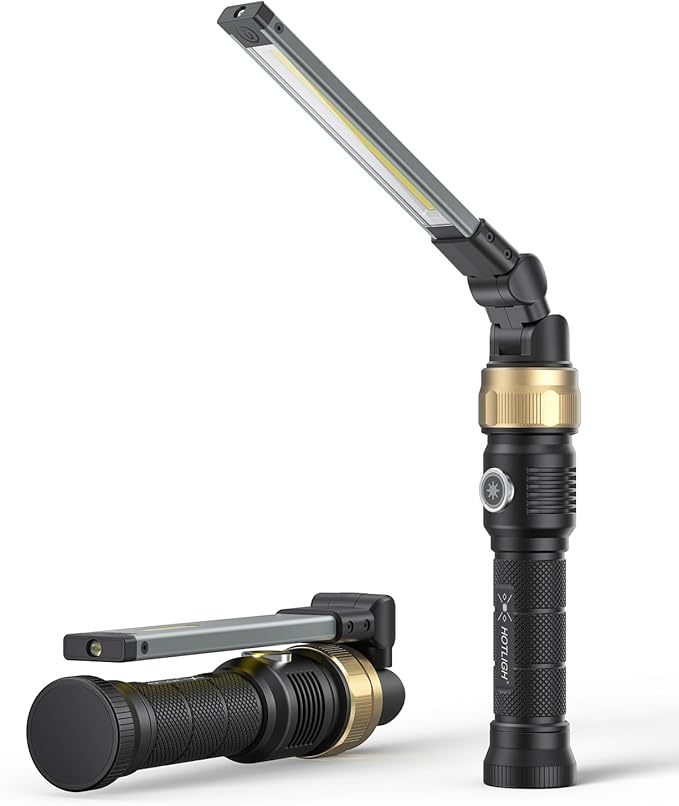 Rechargeable Work Light - 5000mAh Magnetic Flashlight with 360° Rotate Foldable Design, 1200 Lumens Led Work Light, 3 Lighting Modes Mechanic Light for Car Repairing/Emergency