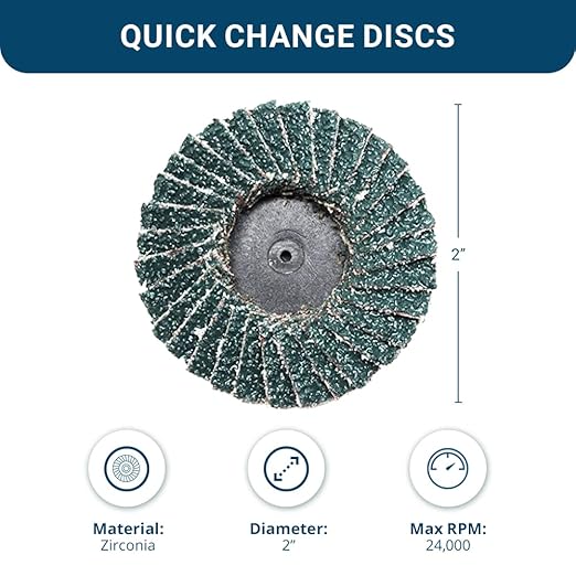Benchmark Abrasives 2" Quick Change Zirconia Flap Disc Grinding Wheel with Male R-Type Back Design - Cleaning Finishing Deburring of Irregular Surfaces - for Die Grinder & More (10 Pack) 36 Grit