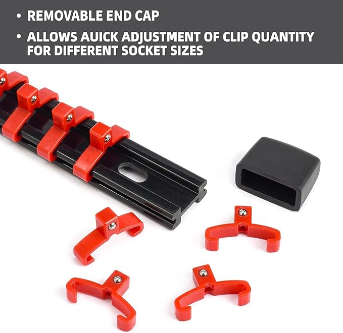 Socket Organizer Drive ABS Tools-Socket Holder, Premium Quality 3 Pieces Holders Kit 1/4-Inch x 16 Clips, 3/8-Inch x 15 Clips, 1/2-Inch x 12 Clips