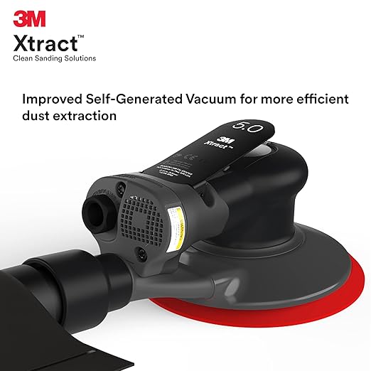 3M Random Orbital Sander, Xtract Pneumatic 88959, 6 in, Self-Generated Vacuum, 5/16 in Orbit, Ergonomic and Lightweight ROS, 209W Motor, Dust Extraction