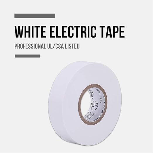 Lichamp 10-Pack White Electrical Tape Waterproof, 3/4 in x 66ft, Industrial Grade UL/CSA Listed High Temp Electrical Tape Electric Super Vinyl