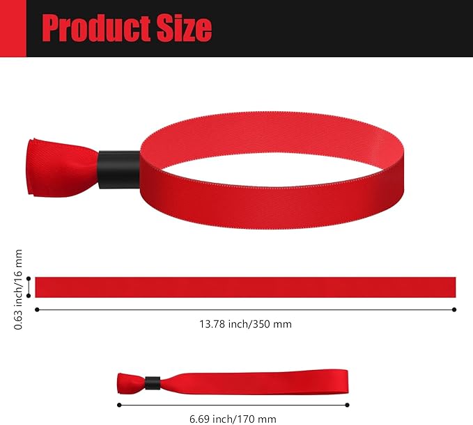 100 Pcs Cloth Event Wristband, Disposable Wristbands for Events, Colored Wristbands Events,for Lightweight Concert,Club Entrance Wrist Strap Party Wristband Event (Color : Red)
