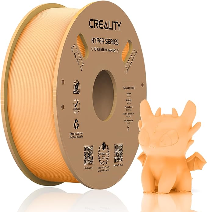 Official Creality Hyper PLA Filament 1.75mm, High Speed PLA 30-600mm/s 3D Printer Filament, Dimensional Accuracy +/-0.02mm, Fit Most FDM 3D Printers, 1KG(2.2lbs) Spool Peach Fuzz