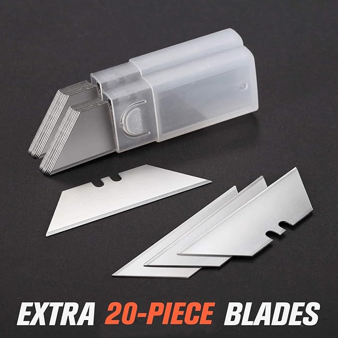 REXBETI 12 Pack Utility Knife Retractable Box Cutter, 4 Color Heavy Duty Aluminum Shell Knife Sets with Extra 20pc SK5 Blades for Cartons, Cardboard and Boxes
