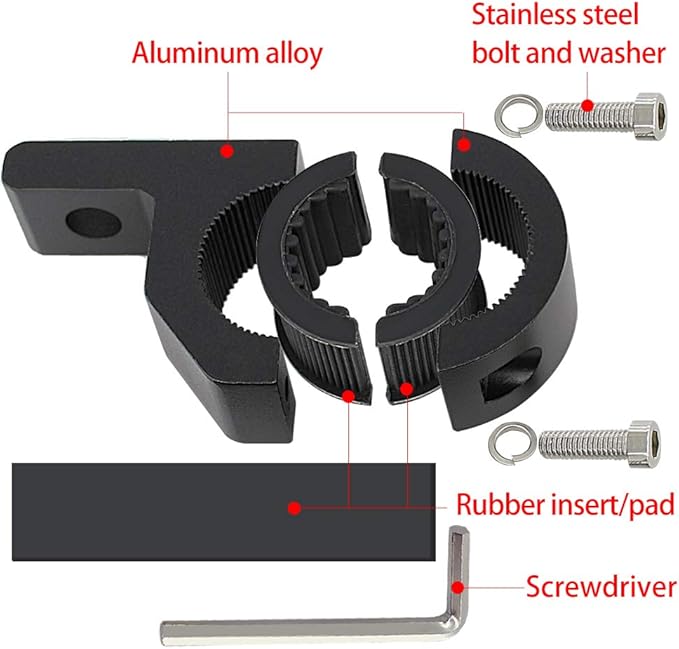Motorcycle Bull Bar Mounting Bracket 4PCS Horizontal Light Mount Clamp Kit for 0.59" /0.75" /0.87"/0.98"/1.1"/1.25"Tubes fit for LED Driving Lights, Spotlights Fits Truck, ATV, & Motorcycle Crash Bars