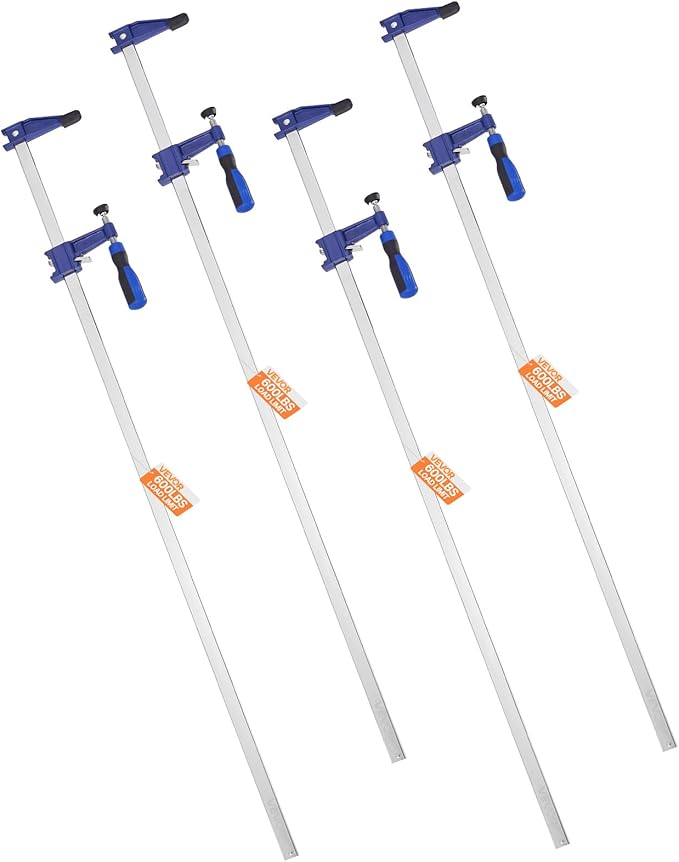 VEVOR Bar Clamps for Woodworking, 4-Pack 36 inch Opening, Lockable F-Clamp with 600 lbs Load Limit, 2-1/2 inch Depth, Cast Iron and Carbon Steel, Easy to Use, Wood Clamps for Woodworking Metal Working