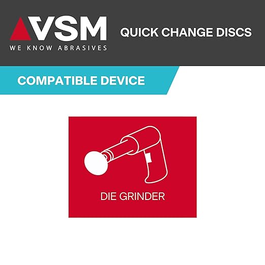 VSM 25-Pack - 3 inch 50 Grit (Medium) - Ceramic Plus Quick-Change Disc with Top-Size, Type R, Tear-Resistant Polyester Backing, Hand-Held Machine Compatible, Durable Abrasive Discs