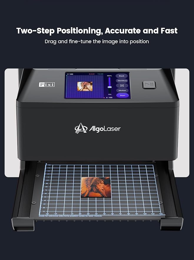 AlgoLaser Laser Engraver Machine: Portable & Smart with 3.5" Touch Screen & AlgoOS System - Hand Drawing/Wireless/SD Card/Offline Engraving - Laser Power 3000mW/Class 1 for Wood, Acrylic, Leather
