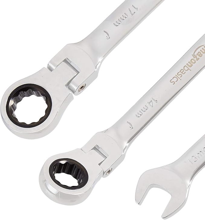Amazon Basics Ratchet Wrenches Set, Flexible Metric Flex Head, 5-Piece