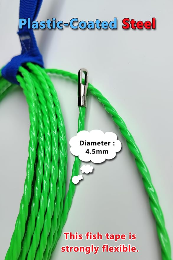32FT Professional Flexible Wire Rodding Guide Kit for Electrical Wiring Installation 【 10M*4.5mm】