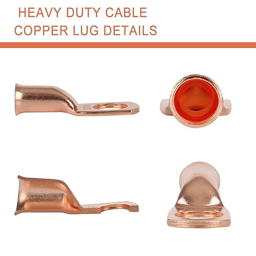 62PCS 6 AWG Ring Terminal Connectors Battery Copper Wire Lugs 6 Gauge 5/16", 3/8", 1/4", 1/2" with Heat Shrink Tubing Set, 30Pcs Battery Cable Ends and 32PCS Heat Shrink Tubing