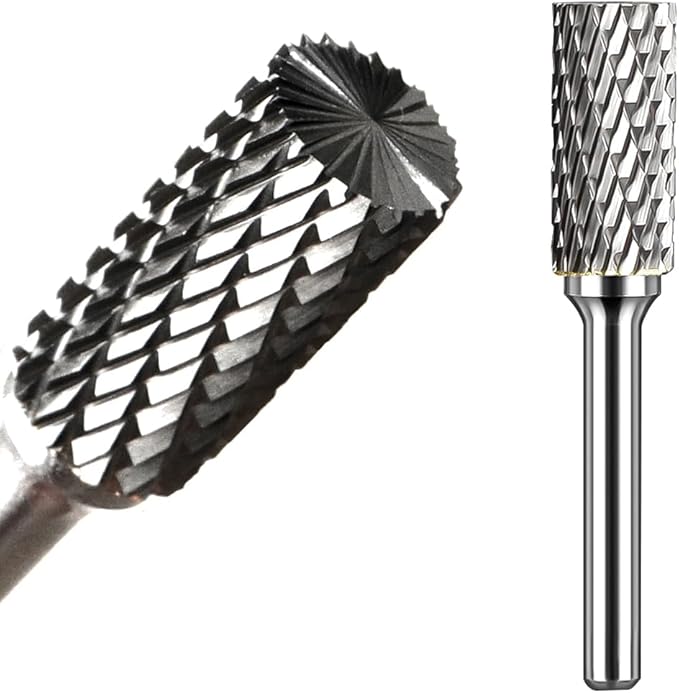 Carbide Burr Set 1/4" Shank SB-5 Die Grinder Bits Tungsten Double Cut Burr Bits (1/2" Cutter Dia X 1" Cutter Length) for Die Grinder Kits Metal Grinding Drilling Polishing (1pcs)