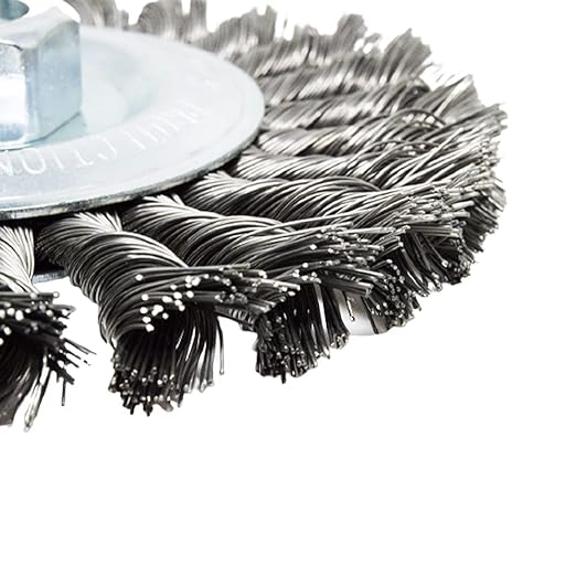 Benchmark Abrasives 6" x 5/8" Standard Twist Knot Wire Wheel with Arbor 5/8"-11 Thread for Weld Cleaning, Weld Spatter Removal, Stripping, Use with Angle Grinders - Carbon Steel