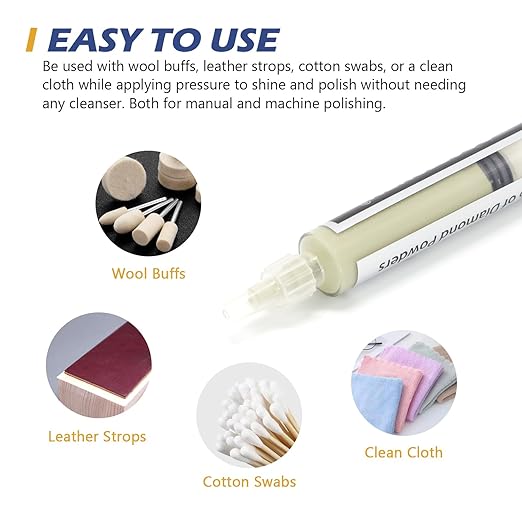 SCOTTCHEN 3Pcs Diamond Polishing Paste, 2,000/4,000/8,000 Grit, 4-8/2-4/0-2 Microns Lapping Compound with 50% Concentration of Diamond Powders for Jewelry, Metal, Ring, Glass, Coin, 5 Gram Each