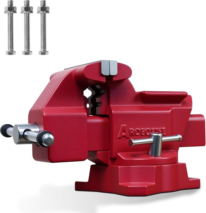 Bench Vise 8-Inch Heavy Duty Vise 210° Swivel Base, Multi-Purpose Vise with Large Anvil for Industrial, Home (8" Jaw Width)