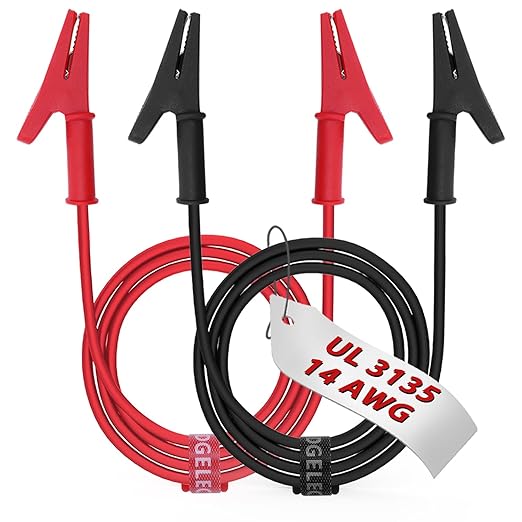 14 Gauge 2pcs/3.3Ft Alligator Clips Electrical with Wires UL3135, Heavy Duty Silicone Test Leads Set Jumper Wires Kit for Testing - EDGELEC