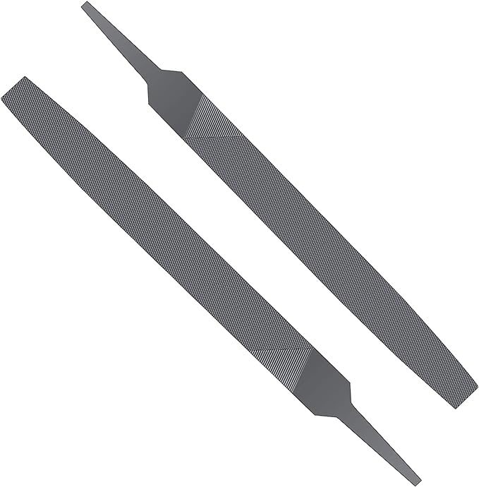 2P 6-inch Flat Medium Cut File Double Cut Teeth High Carbon Steel Hand File Single Cut Hardened Without Handle Ideal for Wood, Metal, Plastic