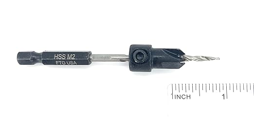 FTG USA #6 (9/64") Countersink Drill Bit for Wood with Tapered Drill Bit