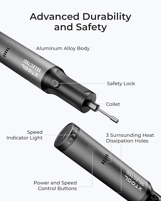 xTool Engraving Pen, Cordless Engraving Pen for Metal Wood Glass and Plastic, 42-in-1 Engraver Pen Rotary Tool Kit, Large Capacity Rechargeable Etching Tool Metal Engraver for Crafts