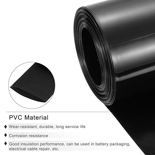 MECCANIXITY Battery Wrap PVC Heat Shrink Tubing 50mm Dia 80mm Flat 33 Feet(10meters) Black Good Insulation for Battery Pack