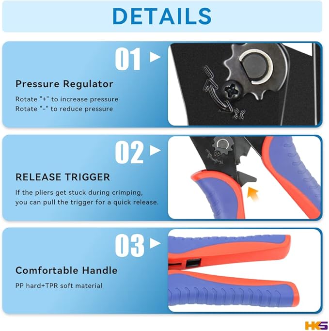 HKS Coax Ratchet Crimping Tool Kit for Coaxial RG Cable RF Connector with 5 Changeable Dies, Rotary Coaxial Cable Stripper/Cutter and Stripper/Cutter Piler