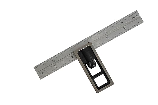 Precision Double Square for Metal Working and Fabrication, Carpentry, Woodworking and Machine Setup,4R Blade (8ths, 16ths, 32nds, 64ths), Hardened, Chrome Stainless Steel Blade, Made in US