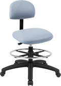 Chair Master FSS Series Square seat Mid (19"-27") seat Height Chair. Vinyl-for Office, Garage, Desk, Shop, Computer, Doctor, Medical, Easy to Clean! 18" Footring (Gray, Mid Stool, _Standard Casters)