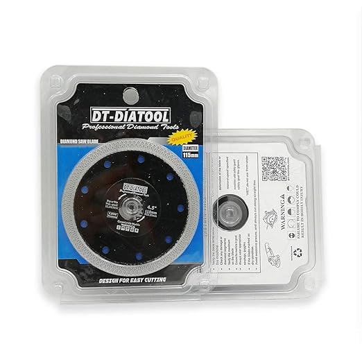 DT-DIATOOL Diamond Tile Blade 4-1/2 Inch 2pcs Diamond Turbo X Mesh Rim Segement Circular Saw Blade for Procelain Ceramic Stoneware Marble Granite Fits 5/8"-7/8" Arbor