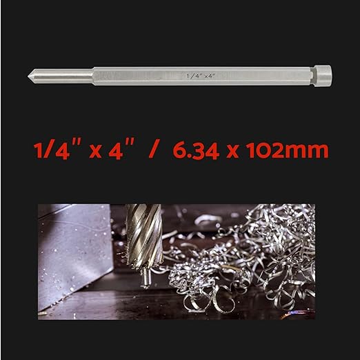 S&F STEAD & FAST Pilot Pin for Annular Cutter 2-Pc, 1/4" x 4", for Mag Drill Bit Cutting with Depth of Cut 2"