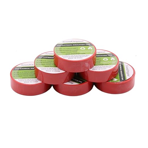 Electrical Tape Red 6 Pack 3/4-Inch by 30 Feet, Voltage Level 600V Dustproof, Adhesive for General Home Vehicle Auto Car Power Circuit Wiring Red