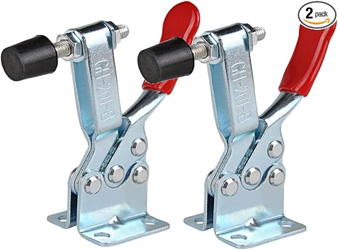 E-TING 2pcs Hand Tool 201B Toggle Clamp 198Lbs Antislip Red Horizontal Clamp 201-B Quick Release Tool