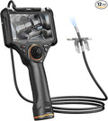 360 Articulating Borescope, 5" Monitor, 6.2mm Industrial Inspection Camera with 4-Way Joystick Articulation and 3.3FT Semi-Rigid Snake Tube, HD Endoscope for Automotive, Pipe & Equipment