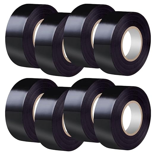 Black Electrical Tape 8Rolls, 7mils x 3/4 in x 30 ft, Flame Retardant,Waterproof,Strong Adhesive, Durable, Easy-Wrap,High Temp Electrical Tape Electric Super Vinyl