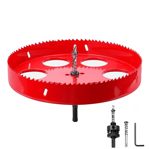 11.8 inch / 300mm Hole Saw with SDS Plus Arbor and Hex Shank Arbor, HSS Bi-Metal Hole Drilling Cutter for Wood Boards Plastic and Thin Metal (11.8 inch / 300mm)