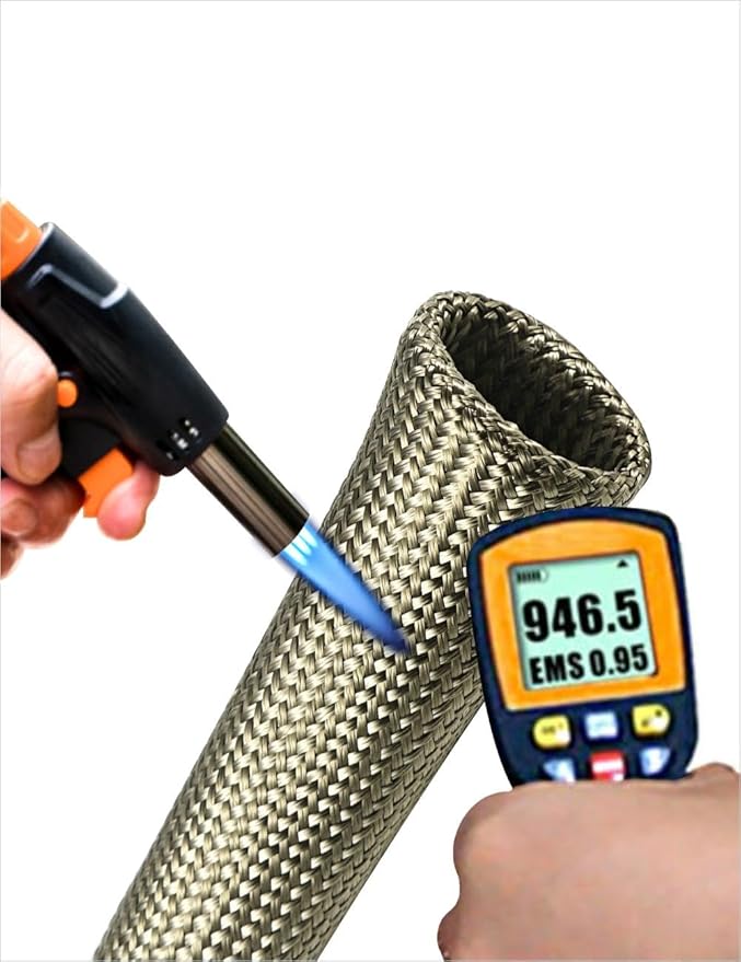 Heat Shield Sleeve Fuel Line Heat Shield Auto Hose Spark Plug Wire Cover Protectors Boots Roll 2500 Degree for Car&Auto Wire Loom Brake Cable (1" IDX10', Titanium)