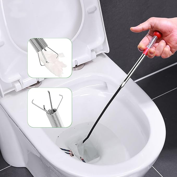 Drain Snake, 61 inch plumbing snake，Sink Snake Drain Clog Remover for Sewer Kitchen Bathroom