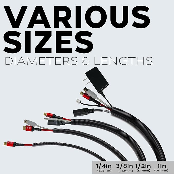 BEST CONNECTIONS (1/4" x 100 ft) Split Wire Loom Flex-Guard Convoluted Tubing Protective Split Cable Sleeves for Automotive Home Industrial Electrical Wires Chemical Resistant Conduit Black