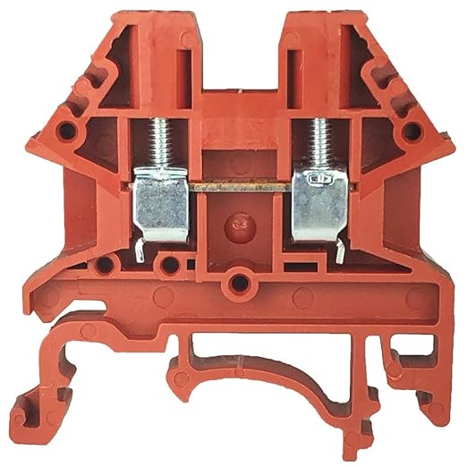 Dinkle Red DK2.5N-RD DIN Rail Terminal Block Screw Type UL 600V 20A 12-22AWG, Pack of 100
