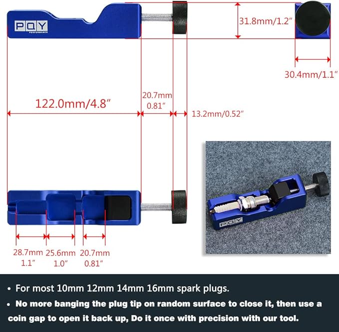 Universal Spark Plug Gap Tool with 32 Blades Steel Feeler Gauge for Most 10mm 12mm 14mm 16mm Spark Plugs Blue