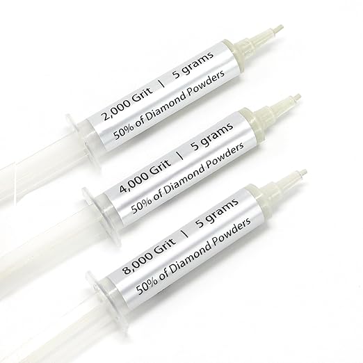SCOTTCHEN 3Pcs Diamond Polishing Paste, 2,000/4,000/8,000 Grit, 4-8/2-4/0-2 Microns Lapping Compound with 50% Concentration of Diamond Powders for Jewelry, Metal, Ring, Glass, Coin, 5 Gram Each