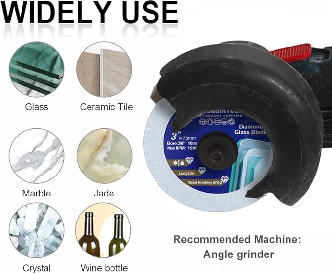 SHDIATOOL Diamond Glass Cutting Disc 3-Inch Saw Blade, Ultra-Thin Cut Off Wheel for Tile Ceramic Porcelain Marble 75mm (2 of Pack)