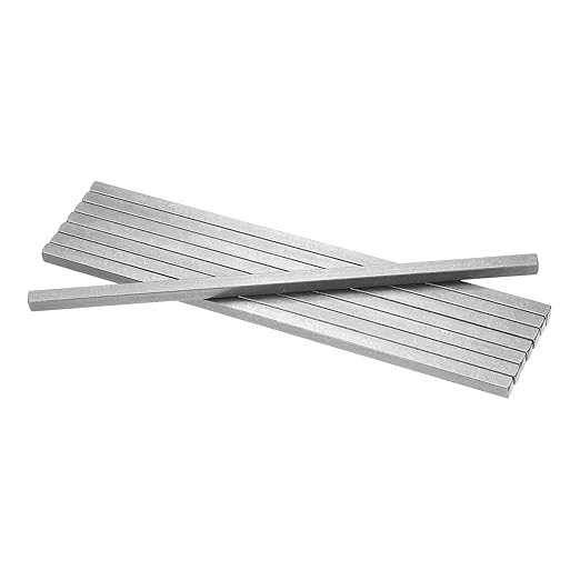 uxcell 8Pcs Square Steel Key Stock, 3/8" x 3/8" x 12" Cold-Drawn 45# Steel Bars Precision Key Stock for Gearbox Coupling, Silver Tone