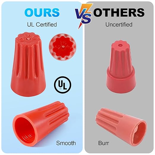 XHF UL Listed 300Pcs Gray 22-14AWG Wire Connector Nuts, Wire Caps for Quick Connection Max.2#16 w/2#18 w/2#20 Min.2#22