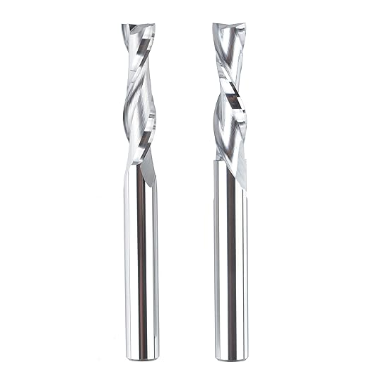 SYT Spiral Router Bits 1/4" Cutting Dia. with 1/4" Shank CNC Upcut End Mill & Downcut End Mill Engraver Carving 2-1/2 inch Long for Woodwork