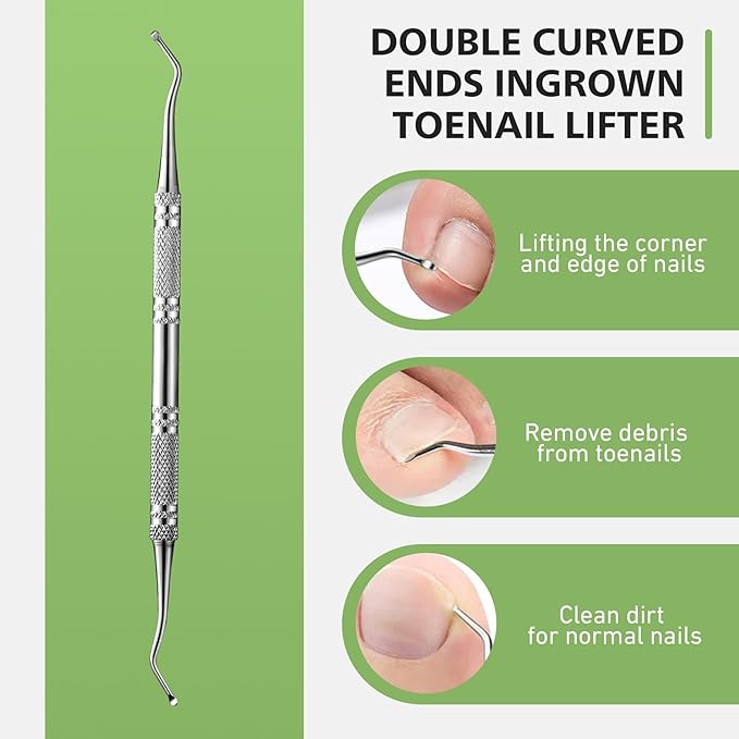 BALUCA Toenail File for Thick Nails & Ingrown Relief | Heavy Duty Metal Emery Board with Toenail Lifter for Seniors, Coarse Grit & Durable Stainless Steel Design (Silver, 1.0, Count, 180/240 Grit)